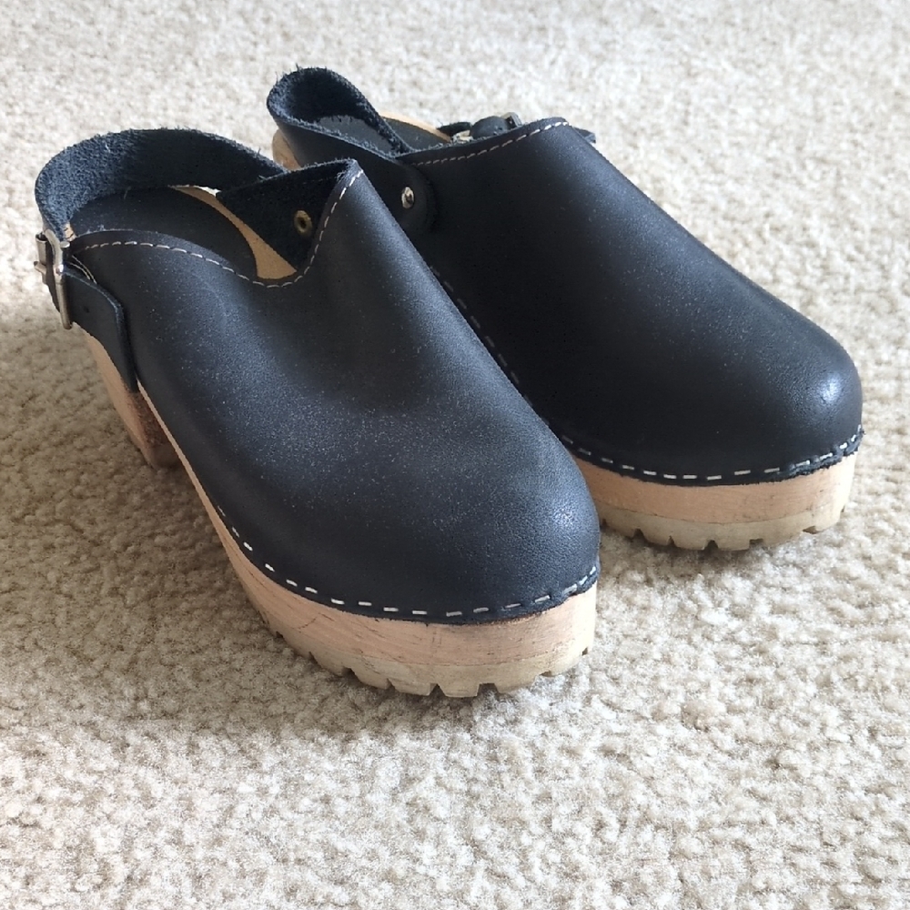 Lotta From Stockholm Black Leather Clogs